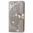 thumbnail image 3 of Wallet Case for iPhone 7plus/8 plus, PU Leather Flip Protective Phone Case Wrist Strap Card Slots Holder Pocket Emboss Butterfly Flower Stand Case for iPhone Grey, 3 of 9
