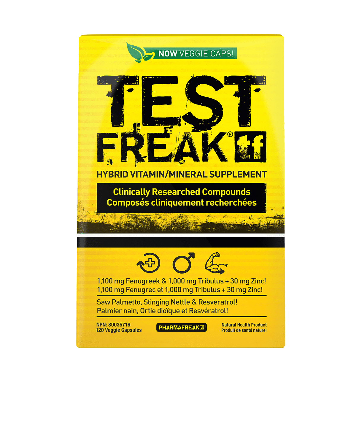 PharmaFreak Test Freak - 120CT - Canada - Hybrid Vitamin/Mineral Supplement and Test Booster - 120 Capsules - 30 Servings