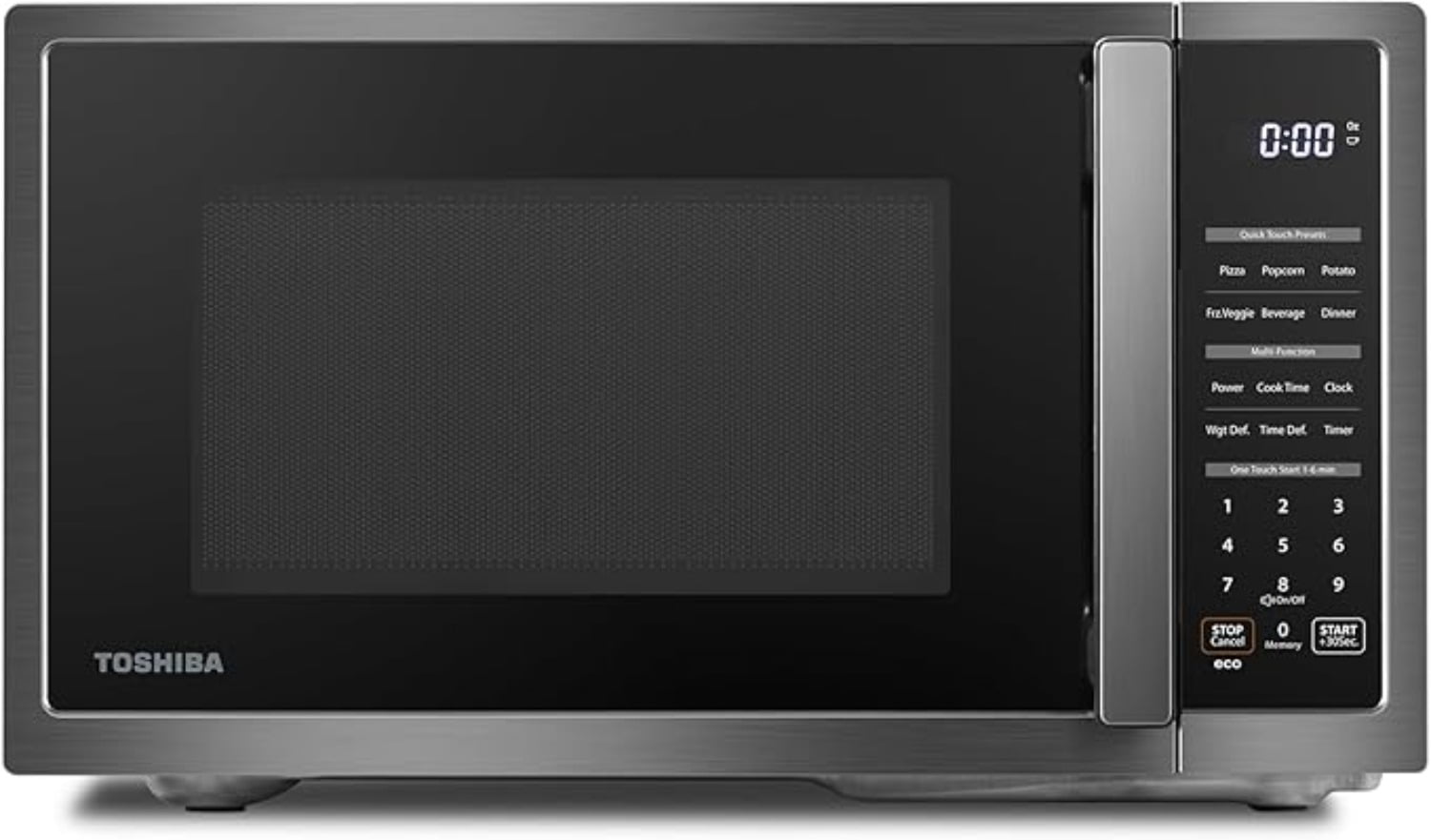 Open Box – TOSHIBA ML4-EM09PA Small Countertop Microwave Oven, 0.9 Cu. Ft., 900W, Black Stainless Steel*** FREE SHIPPING GTA***