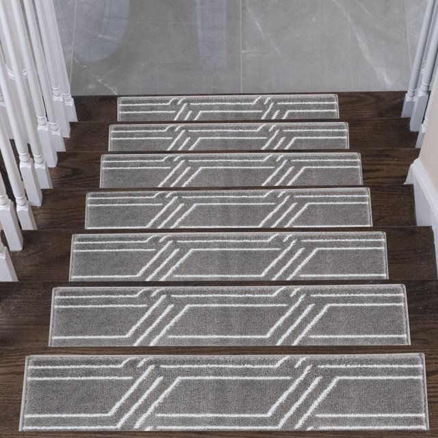 Plaza Collection Contemporary, Cozy, Vibrant and Soft Stair Tread Mats & Rugs, 9'' x 28''