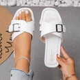 thumbnail image 4 of WRKEKC Womens Slippers Wide Width Roman Style One Strap Flat Beach Casual Slides Spring Summer Flip Flops for Women, 4 of 9