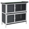 thumbnail image 1 of PawHut Wood Rabbit Hutch with 2 Large Main House, Ramp, Trays, Grey, 1 of 10