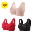 thumbnail image 3 of Bigersell Daisy Bras for Older Women Front Closure 3pcs Push-Up Bra Style R-65 Breathable Lightly Lined Bras Pack R-65-pinks, 3 of 6