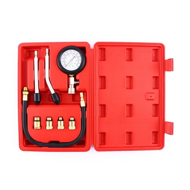 Manomètre de Pression de Cylindre Manomètre de Compression de Cylindre Testeur de Compression Manomètre de Moteur Trousse d'Outils de Moto Testeur de Compression de Moteur à Essence Trousse de Jauge de Test Voiture Moto