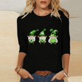 thumbnail image 1 of Mceream T-Shirt à Manches 3/4 pour la Saint-Patrick, Hauts pour Femmes, Printemps, Col Rond, T-Shirts Décontractés, Blouses à Imprimé Floral, T-Shirts Graphiques, Tenues d'Été, Hauts Boho, Grande Taille, Chemises à Imprimé Trèfle, Noir G, 1 of 5