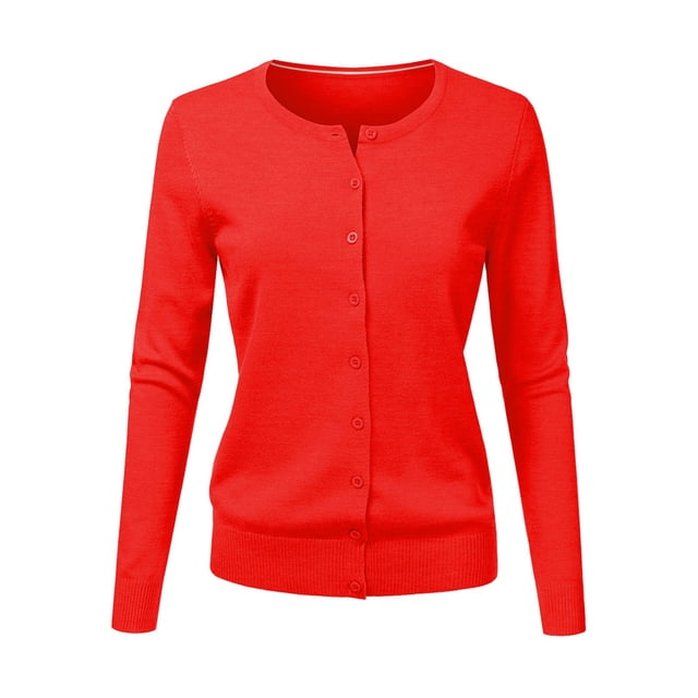 Cardigan à Col Rond pour Femmes, Mode Durable, Tricoté, Manches Longues, Grandes Tailles, Coupe Ample, Couleur Unie, Veste Chandail Courte, Cardigan - Hontri