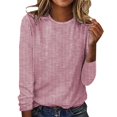 thumbnail image 1 of WTXUE T-Shirts à Manches Longues, Chandails à Col Rond pour Femmes Automne Hiver Décontractés à Rayures T-Shirt Haut Rayé Hauts Décontractés pour Femmes Rose/à Rayures TTG, 1 of 6