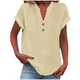 thumbnail image 1 of Enjoytime Womens Button Down Blouse Solid Color V-Neck Short Sleeve Shirt Summer Business Dressy Work Tops, 1 of 6