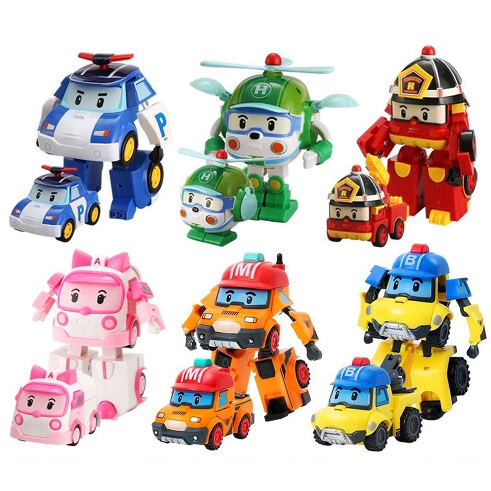 Robocar Poli Transformation Robot Poli Amber Roy Car Toys Action Figure Toys 2 packs