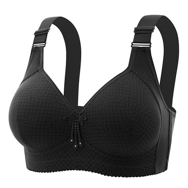 Bigersell Bras for Women Full-Coverage Wire-Free Bra Style T-10 Non-Slip Support Bra T-10-Black
