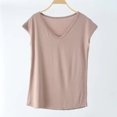 thumbnail image 2 of FAIWAD Womens Short Sleeve V Neck Tops Stretch Solid Color Lightweight Loose Pullover Tops, 2 of 4