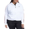 thumbnail image 1 of Reebok Womens 1/4 Zip Hoodie Sweatshirt, White, Plus Size, 3X, 1 of 1