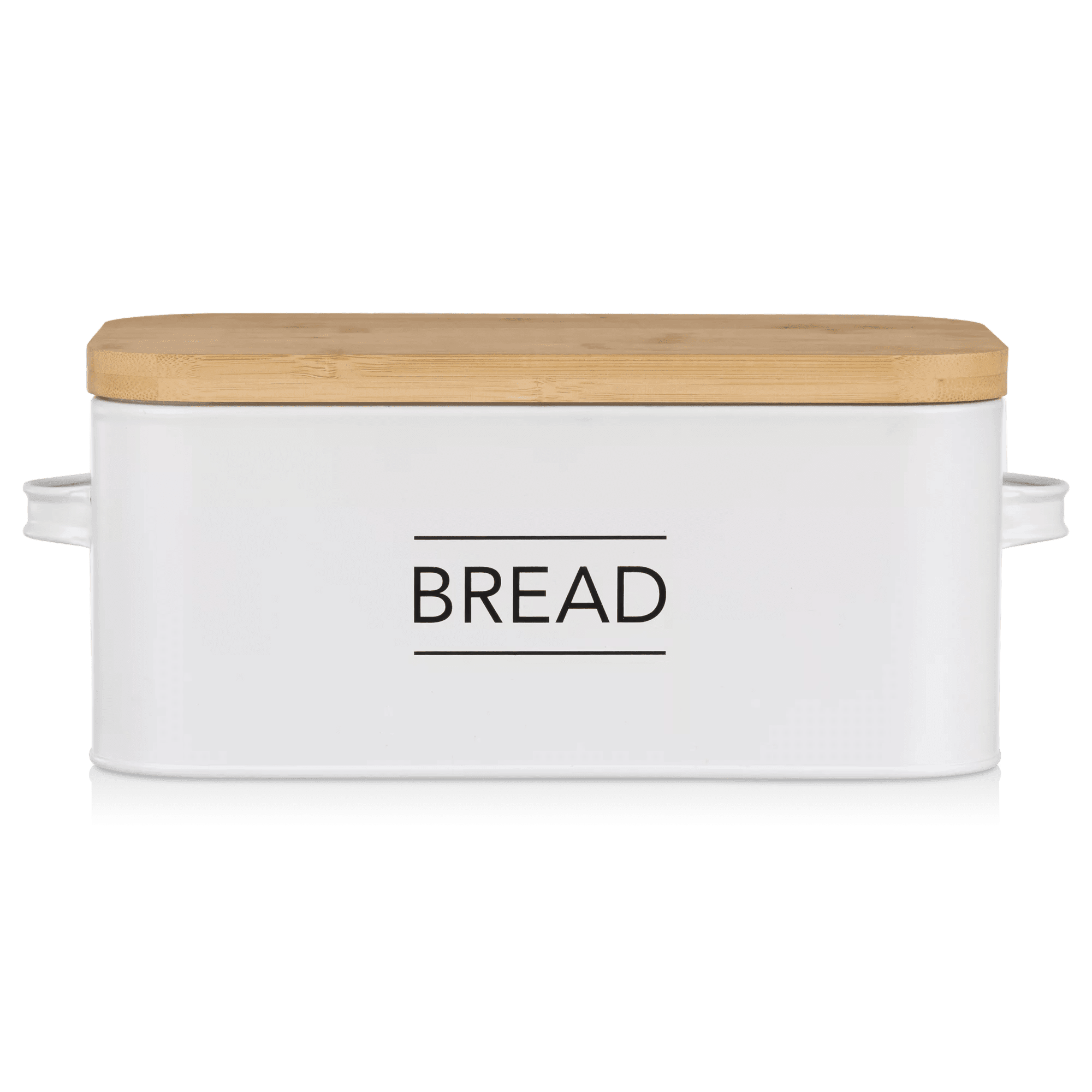 Bouclair White Metal Bread Box with Bamboo Lid