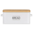 thumbnail image 1 of Bouclair White Metal Bread Box with Bamboo Lid, 1 of 10