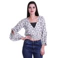 thumbnail image 1 of Moomaya Printed Womens Crop Top Wrap Style Top Wear Ruffle Long Sleeve Casual Summer Blouse, 1 of 5