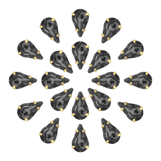 Unique Bargains 20Pack Teardrop Sew on Rhinestone - 13x8mm Glass Teardrop Crystal Rhinestones in Gold Prong Setting (Gray)