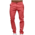 thumbnail image 2 of LOVZFMLL Men's Pants Fashion Men's Casual Button Open Straight Solid Color Trousers Pants, 2 of 5
