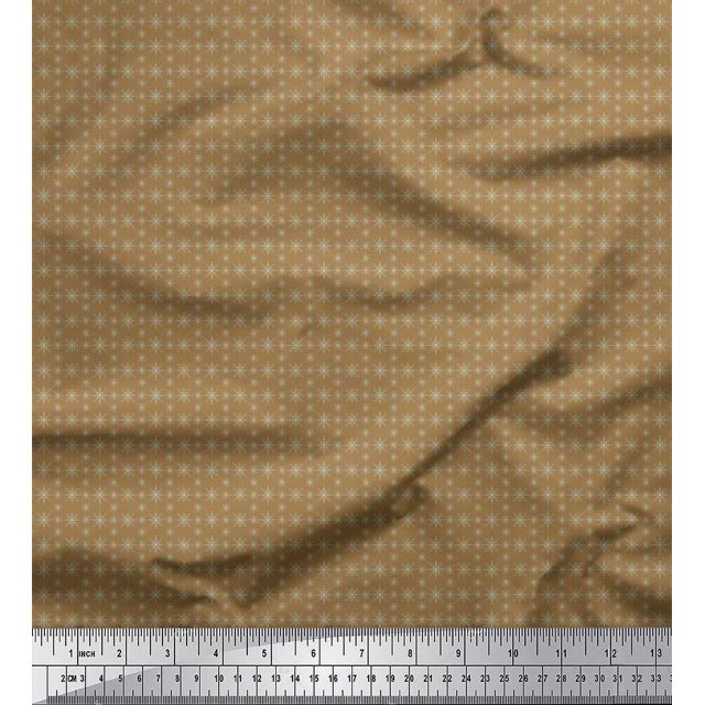 Soimoi Brown Heavy Canvas Fabric Geometrical Star Geometric Decor Fabric Printed Yard 58 Inch Wide