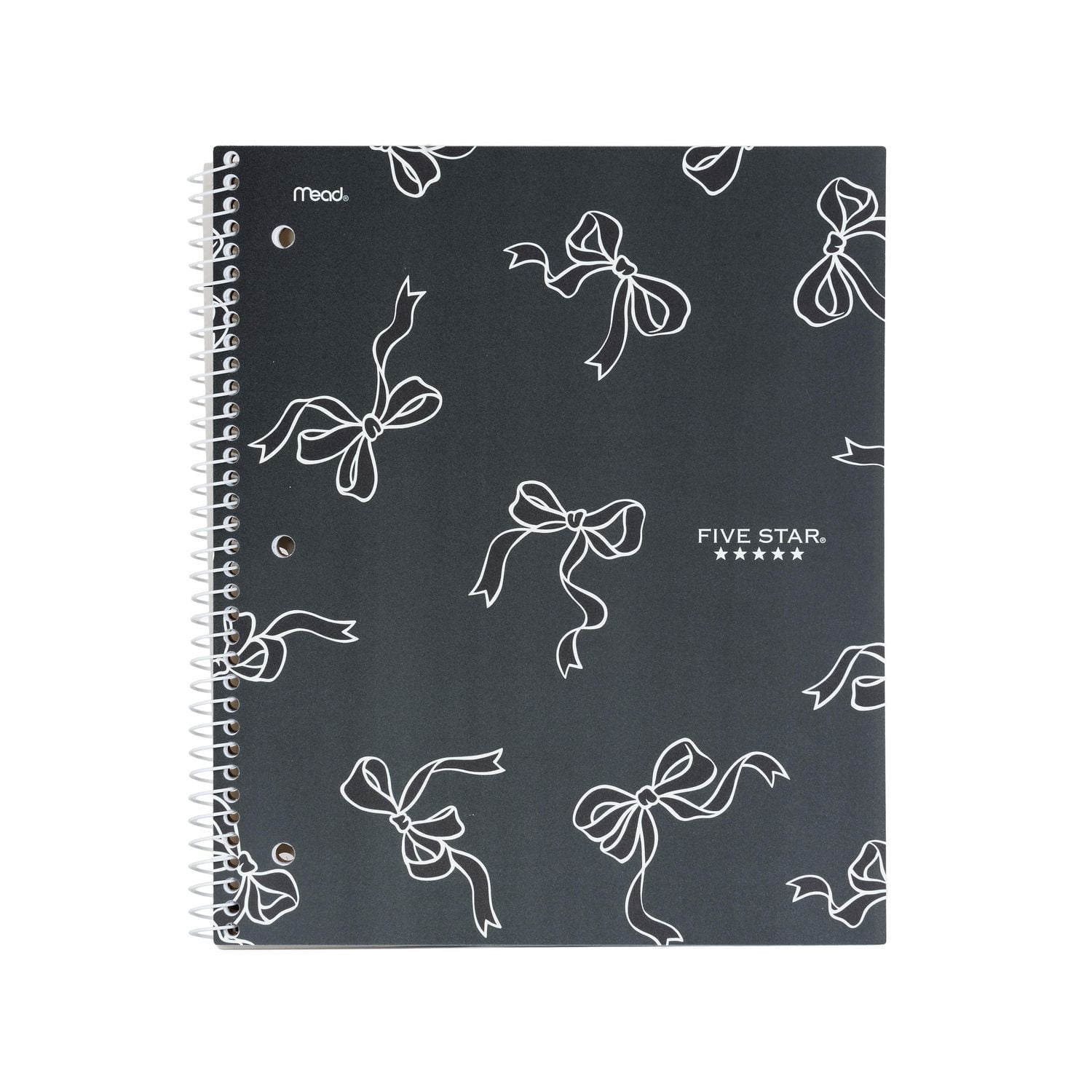 Five Star 1 Subject Black & White Bows Notebook 160 Pages