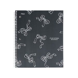 Five Star 1 Subject Black & White Bows Notebook 160 Pages