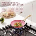 thumbnail image 3 of Innerwell 8 Inch Pink Nonstick Frying Pan Skillet Bakelite Handle Saute Granite Cookware Fits Various Stoves, 3 of 6