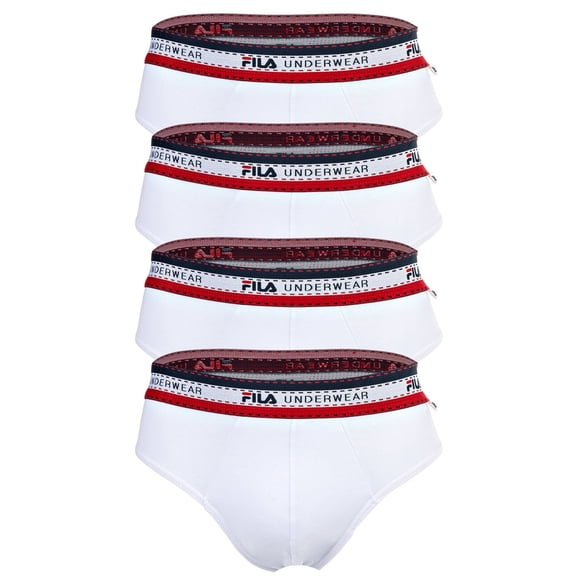 FILA Men's briefs ,4-pack - Briefs, logo waistband, cotton stretch, solid color White 2XL (2X-Large)