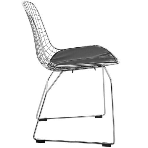 Chaise de salle à manger tissée métallique Take Me Home – Lot de 4 avec coussin noir et cadre chromé, design tissé élégant pour les salles à manger modernes et les espaces contemporains, durable