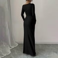 thumbnail image 4 of JGGSPWM Robe à une Épaule à Manches Longues pour Femmes Couleur Unie Froncée Sortie Nocturne Formelle Maxi Automne Invitée de Mariage Robes Noir m, 4 of 8