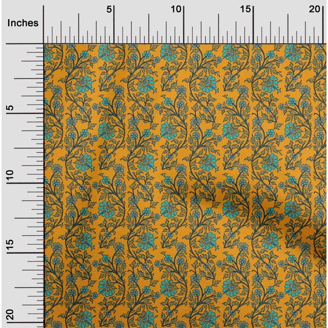 oneOone Cotton Flex Fabric Leaves & Floral Block Decor Fabric Printed BTY 40 Inch Wide