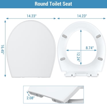 TROPOW Siège de Toilette, Siège de Toilette Rond avec Fermeture Silencieuse, Charnières à Dégagement Rapide, Siège de Toilette à Fermeture Lente et Butoirs Antidérapants, Facile à Installer et à Nettoyer, Ne Se Desserre Jamais - Convient à la Plupart des Toilettes Rondes, Blanc