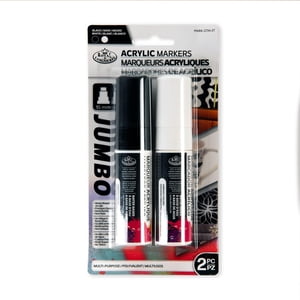 Royal & Langnickel Marqueur de peinture acrylique 15mm, 2pc noir & Blanc, paquet de 2