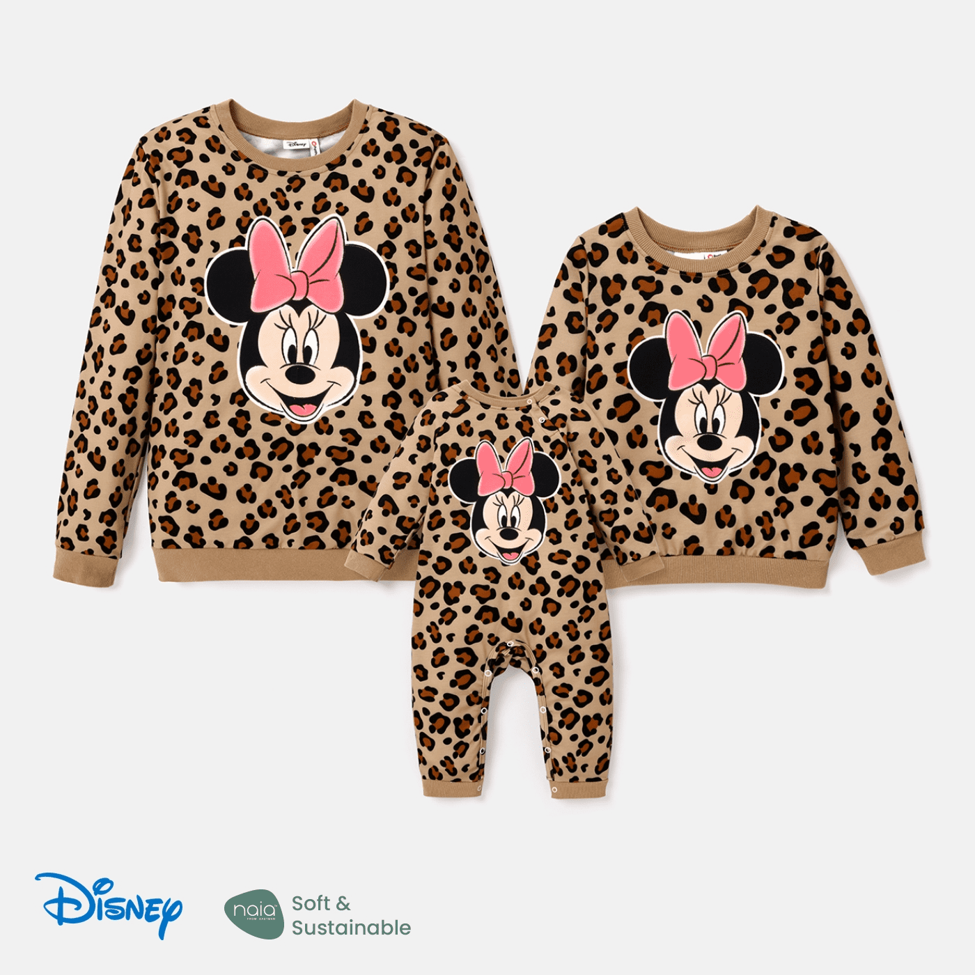 Disney Disney Mickey and Friends Family Matching Letter & Leopard Print Long-sleeve Tops