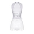 thumbnail image 2 of JanJean Justaucorps à Franges à Paillettes pour Femmes Latin Cha-Cha Tenue de Danse Performance sur Scène Compétition Justaucorps Costume Blanc TTG, 2 of 7
