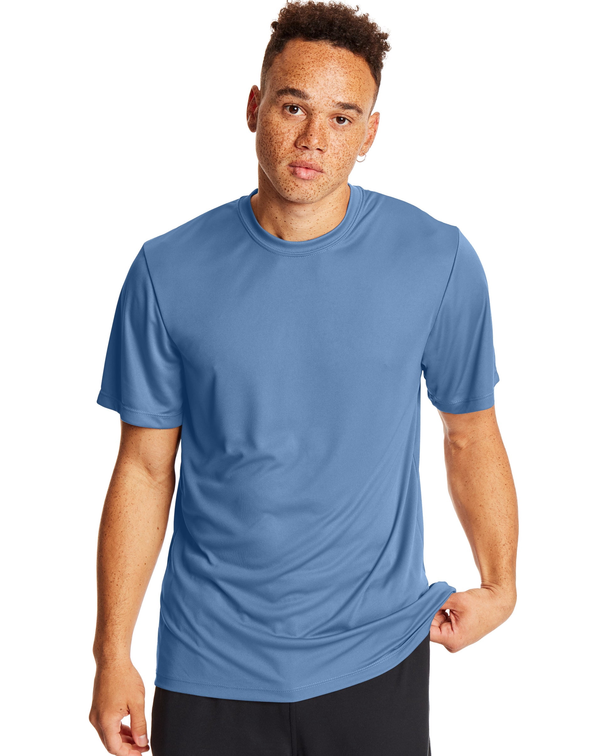 Hanes Mens Sport Cool DRI Performance Tee 2-Pack, M, Light Blue