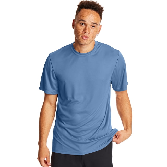 Hanes Mens Sport Cool DRI Performance Tee 2-Pack, M, Light Blue