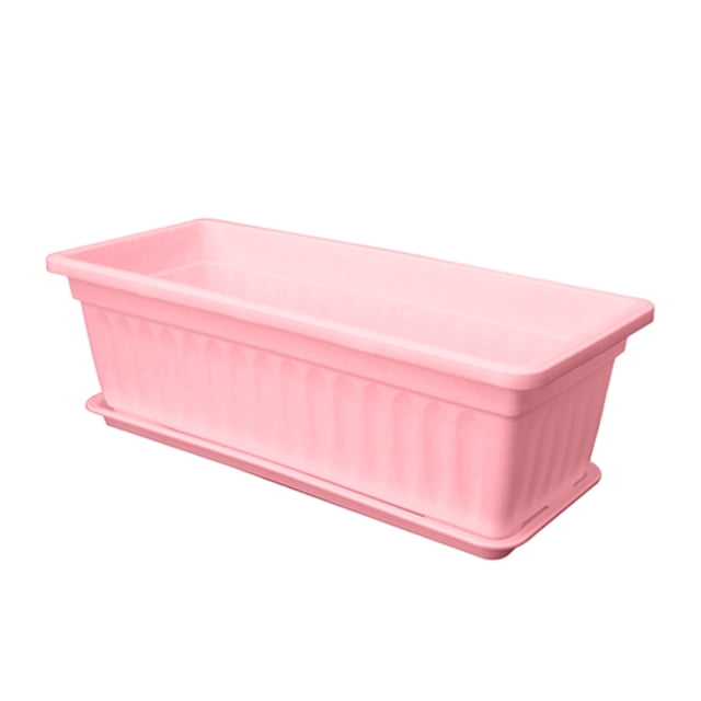 Window Sill Flower Pot with Holes and Tray for Indoor Outdoor Garden Balcony Vegetable Rectangular Planter