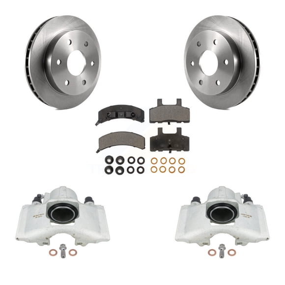 Transit Auto Front Disc Brake Caliper Rotors and Semi-Metallic Pads Kit for Car K1500 Chevrolet GMC Yukon Suburban Tahoe Blazer K2500 Cadillac Escalade KC8-100288P