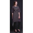 thumbnail image 4 of Bimba Kurti Asymétrique Noire à Imprimé Floral en Blocs pour Femmes, Robe d'Été Indienne Tunique, Très Grand, 4 of 6
