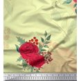 thumbnail image 1 of Soimoi Rayon Tissu Houx Feuilles & Rose Fleur Tissu Imprimé par Yard 42 Pouces de Large, 1 of 3