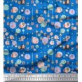 thumbnail image 1 of Soimoi Blue Poly Georgette Fabric Dot & Arrow Tribal Print Sewing Fabric Yard 52 Inch Wide, 1 of 5
