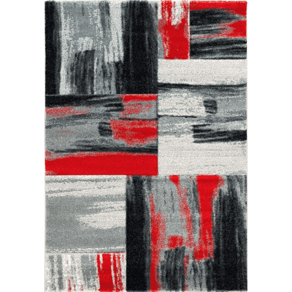 Ladole Rugs Moda Collection Soft Elegant Copper Abstract Made in Europe Area Rug Carpet in Red Black Grey, 6'2" x 9'2" (190cm x 280cm)