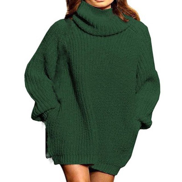 Chandail à Col Roulé pour Femmes Mode Manches Longues Couleur Unie Chandail d'Hiver