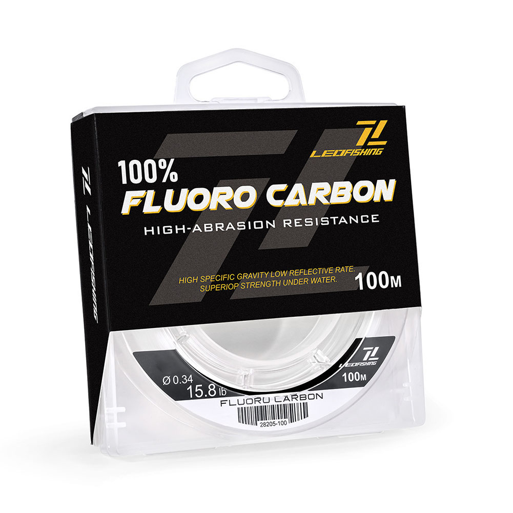 100% Fluorocarbon Pure Leader Material Fishing Line Abrasion-Resistant Fast-Sinking Virtually Invisible 100M Fishing Wire