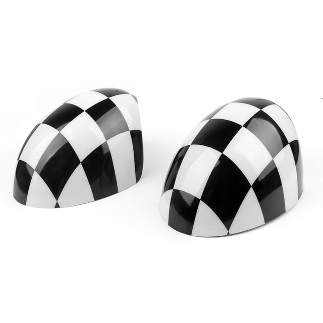 2x Checkered WING Mirror Covers Fit for MINI Cooper R55 R56 R57 Power Fold Mirror