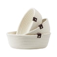 thumbnail image 2 of Storage Basket Three Piece Set, Rope Material Organizer, Household Dirty Clothes Toys Miscellaneous Storage, Elegant Design with Leather Handles, Varied Sizes, Easy to Clean, 2 of 6