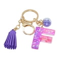 thumbnail image 1 of Hangs Pendant 2 Resin Glittering Letter Keychain with Color Stitching Flowing Design Purple Drop Glue English Character Key Chain, 1 of 5