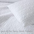 thumbnail image 4 of Quilt Set King Size White, Classic Geometric Spots Stitched Pattern, Stone-Washed Microfiber Chic Rustic Look , Ultra Soft Lightweight Quilted Bedspread for All Season, 3 Pieces, 4 of 4