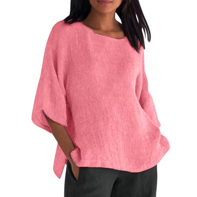 Été 2025 Femmes 3 de T-Shirts Complets pour Femmes 4 Manches Col Rond T-Shirts Spandex Imprimé Floral Haut Ample Spandex T-Shirt Femmes T-Shirts Tunique Décontractée Chemise pour Femmes Tee