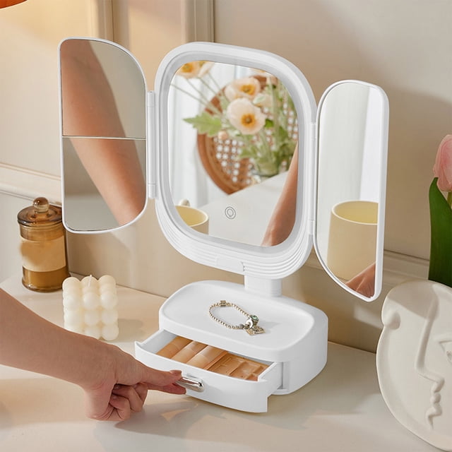 Led Lights for Bedroom,Desktop Mirror Dressing Table Mirror Led Makeup Mirror with Lights Desktop Rotatable Multifunctional Bedroom Beauty Mirror,Mirror with Lights