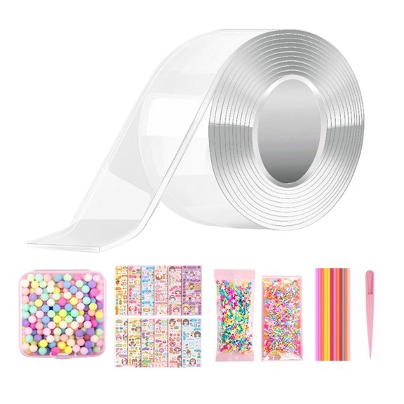 Rongfmy Blow Bubbles Double Sided Tape with s Sequins DIY Crafts Waterproof Creative Transparent Color Handmade Ball Educational Toy for Adults , A, 3metersx5cmx1mm